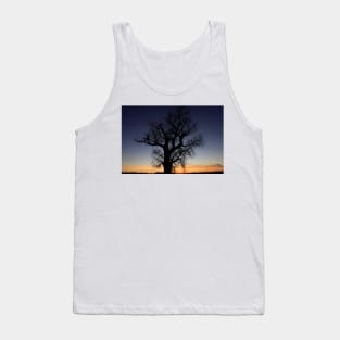 Kansas colorful Sunset with a Tree Silhouette out in the country Tank Top